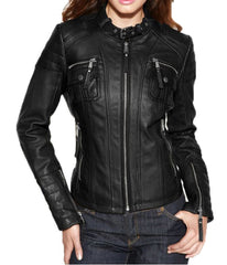 Women Lambskin Genuine Leather Jacket WJ 57 freeshipping - SkinOutfit