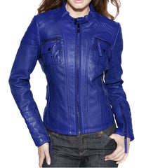 Women Lambskin Genuine Leather Jacket WJ 60 freeshipping - SkinOutfit