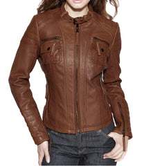 Women Lambskin Genuine Leather Jacket WJ 61 freeshipping - SkinOutfit