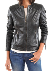 Women Lambskin Genuine Leather Jacket WJ150 SkinOutfit