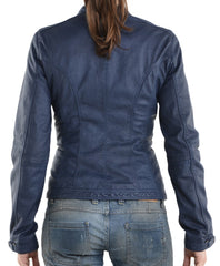 Women Lambskin Genuine Leather Jacket WJ158 SkinOutfit