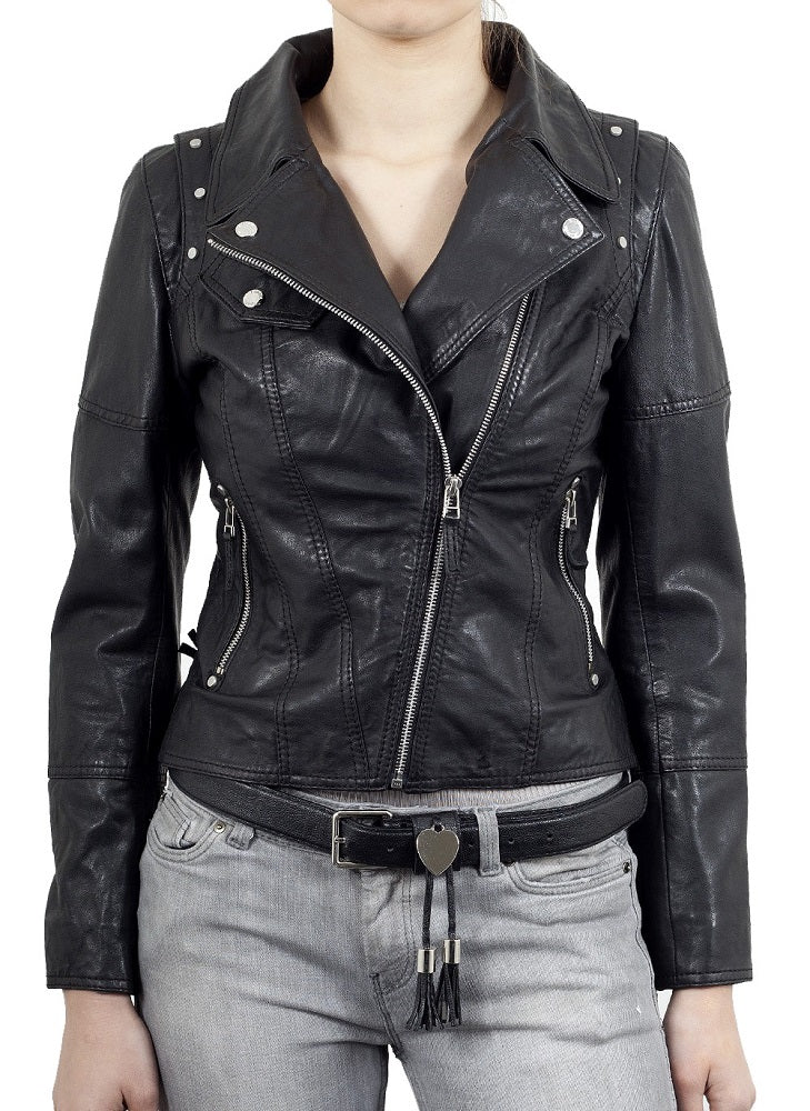 Women Lambskin Genuine Leather Jacket WJ184 SkinOutfit