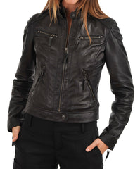 Women Lambskin Genuine Leather Jacket WJ196 SkinOutfit