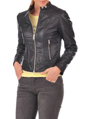 Women Lambskin Genuine Leather Jacket WJ221 SkinOutfit