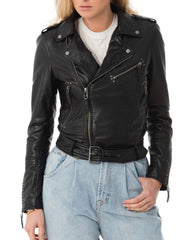 Women Lambskin Genuine Leather Jacket WJ238 SkinOutfit