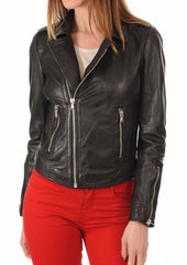 Women Lambskin Genuine Leather Jacket WJ240 SkinOutfit