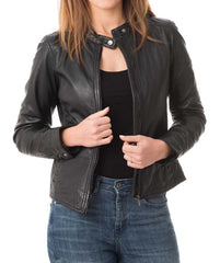 Women Lambskin Genuine Leather Jacket WJ248 SkinOutfit