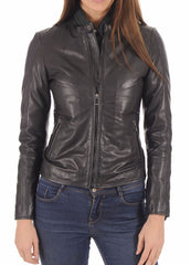 Women Lambskin Genuine Leather Jacket WJ253 SkinOutfit