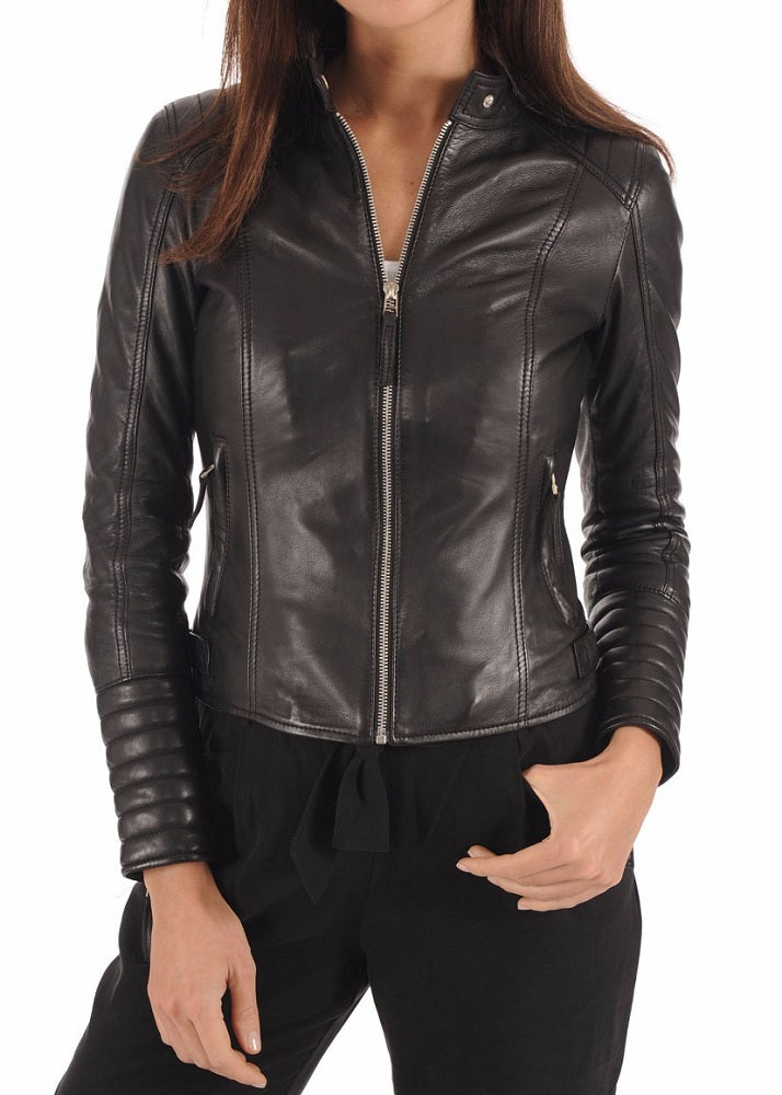 Women Lambskin Genuine Leather Jacket WJ257 SkinOutfit