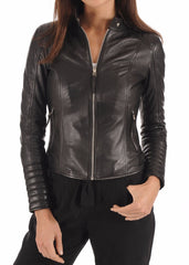 Women Lambskin Genuine Leather Jacket WJ257 SkinOutfit