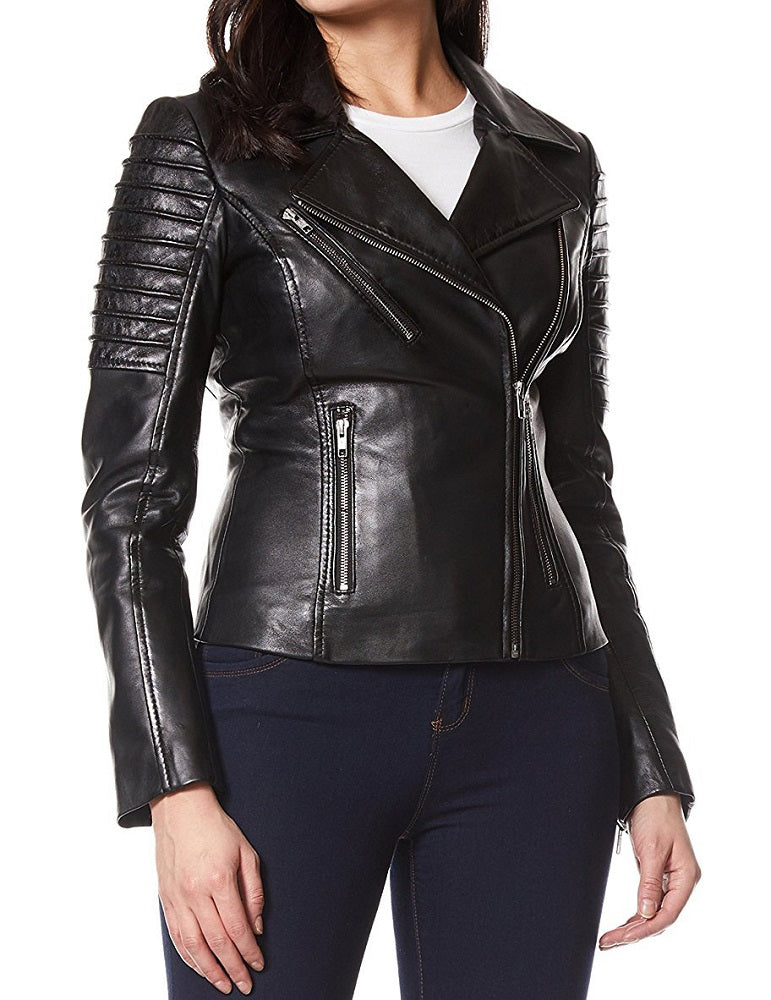 Women Lambskin Genuine Leather Jacket WJ263 SkinOutfit