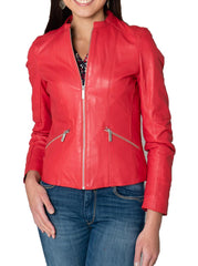 Women Lambskin Genuine Leather Jacket WJ286 SkinOutfit