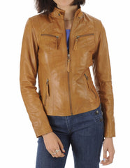 Women Lambskin Genuine Leather Jacket WJ289 SkinOutfit