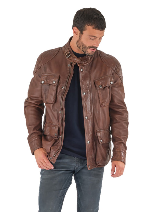 Men Genuine Turner Leather Jacket 02 freeshipping - SkinOutfit