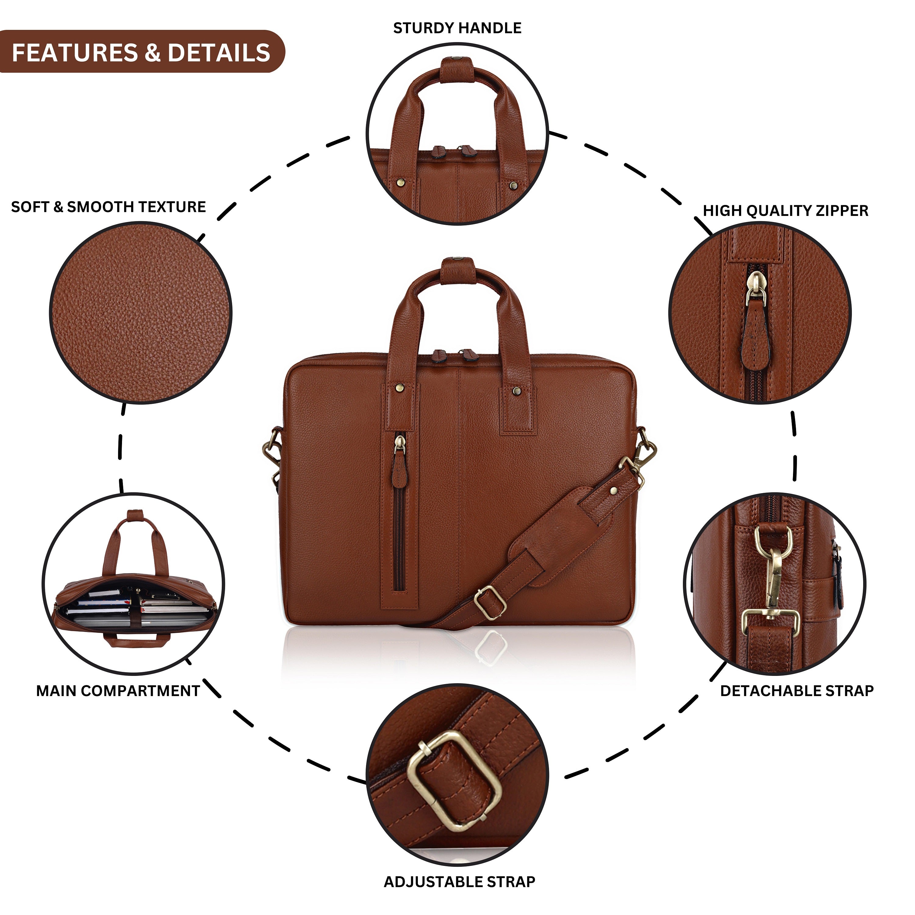 Genuine Leather Laptop Messenger Bags for Men and Women Tan SkinOutfit