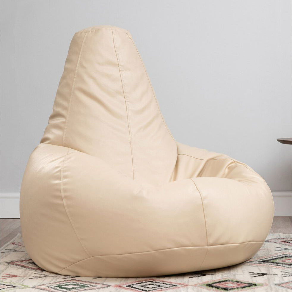 Faux Leather Recliner Beanbag Beige SkinOutfit
