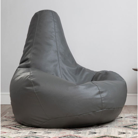 Faux Leather Recliner Beanbag Gray SkinOutfit