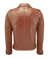 Men Biker Leather Jacket Mango Tan SkinOutfit