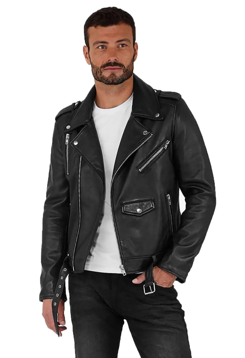 Men Genuine Leather Jacket MJ102 SkinOutfit