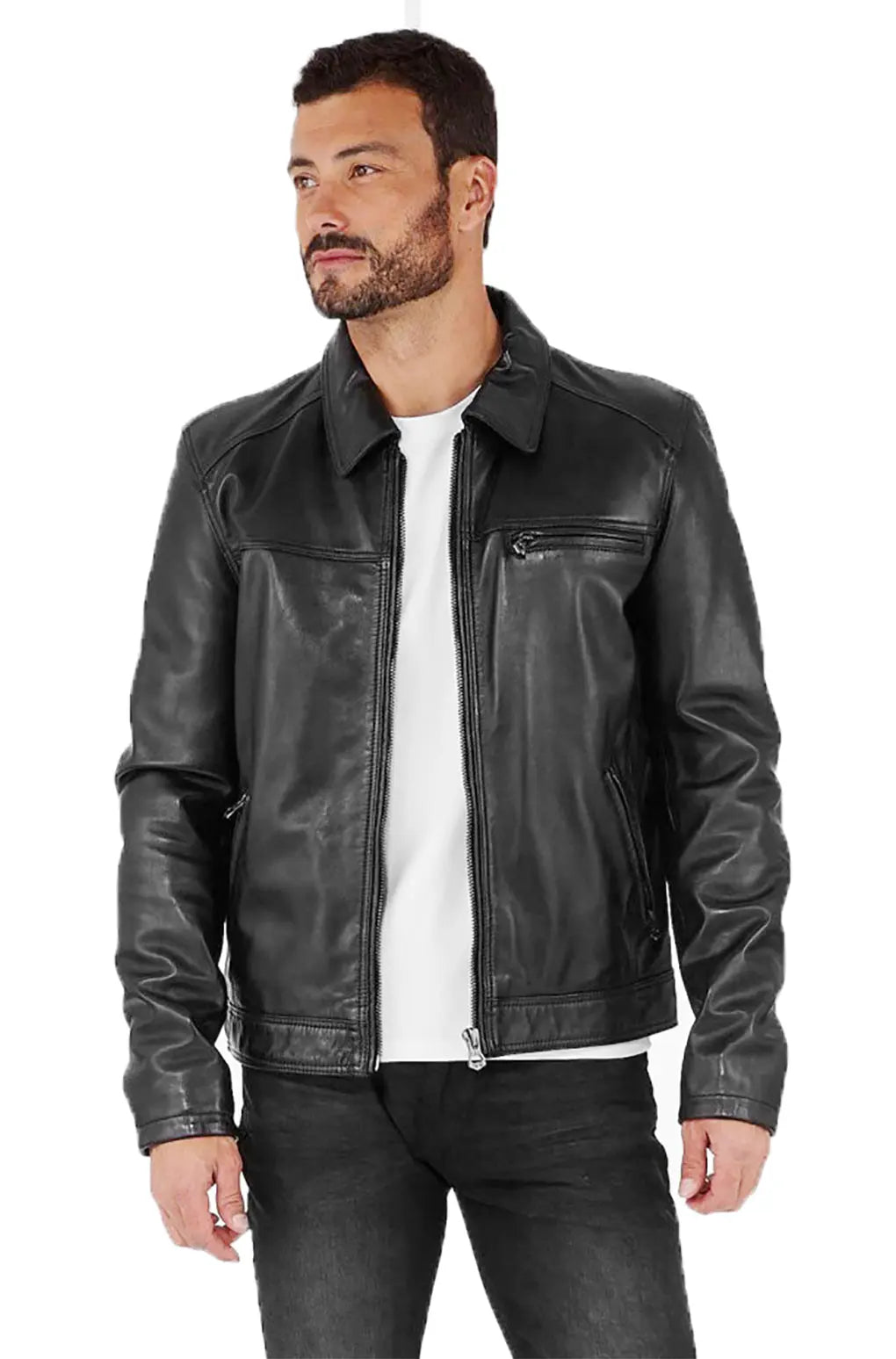 Men Genuine Leather Jacket MJ104 SkinOutfit