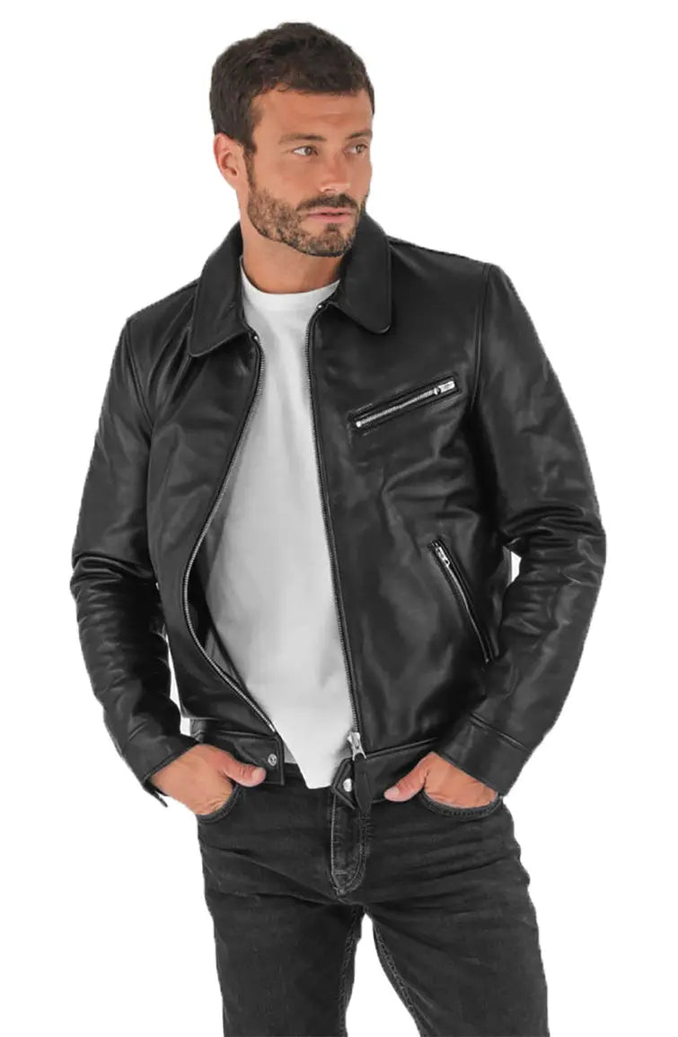 Men Genuine Leather Jacket MJ107 SkinOutfit