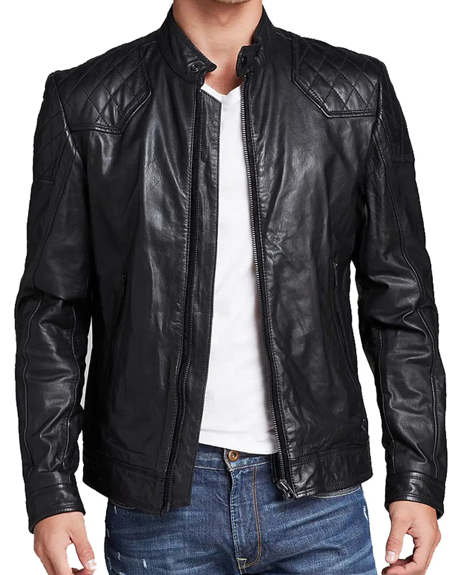Men Lambskin Genuine Leather Jacket MJ126 SkinOutfit