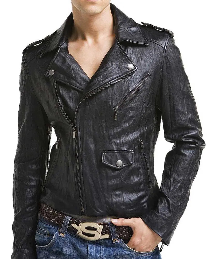 Men Lambskin Genuine Leather Jacket MJ159 SkinOutfit
