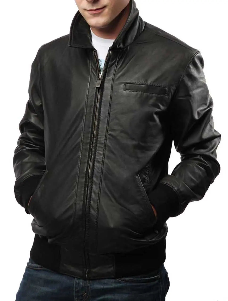 Men Lambskin Genuine Leather Jacket MJ160 SkinOutfit