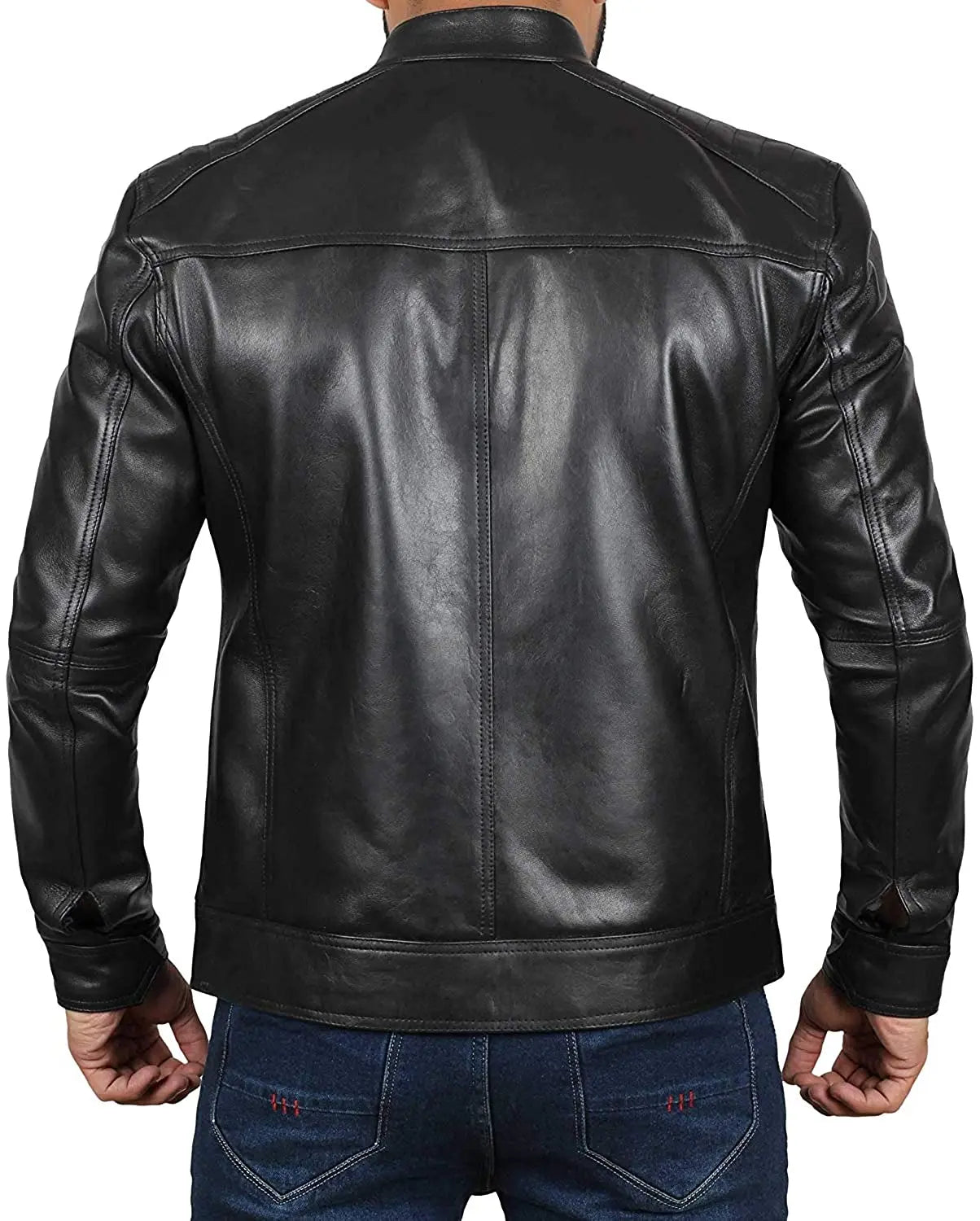 Men Lambskin Genuine Leather Jacket MJ203 SkinOutfit