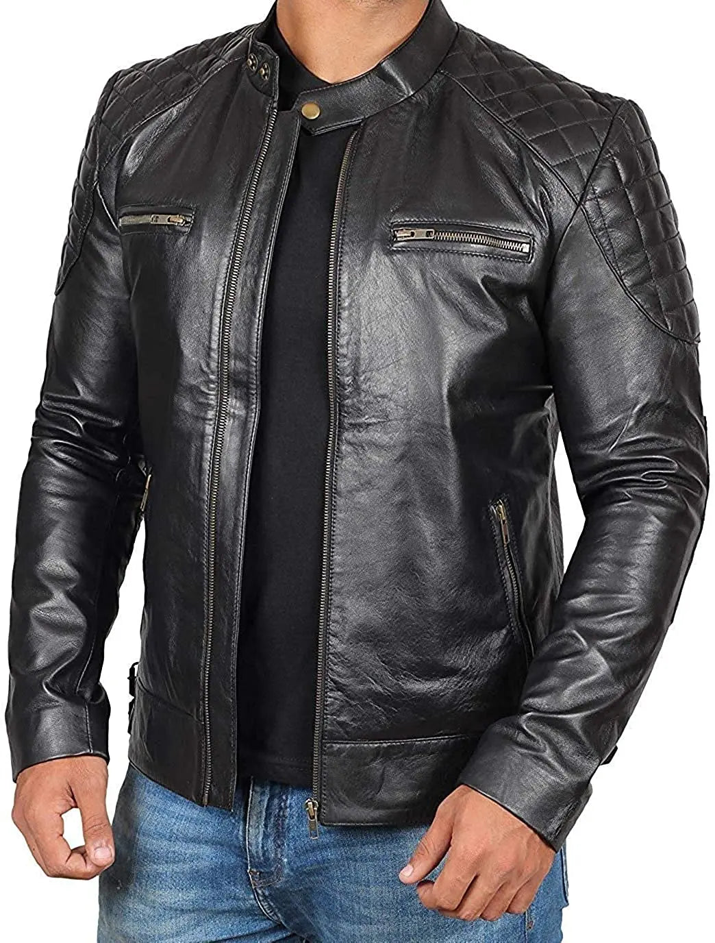 Men Lambskin Genuine Leather Jacket MJ204 SkinOutfit