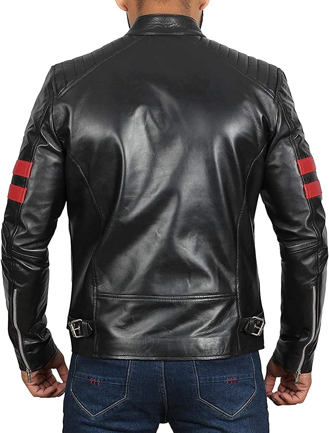 Men Lambskin Genuine Leather Jacket MJ205 SkinOutfit