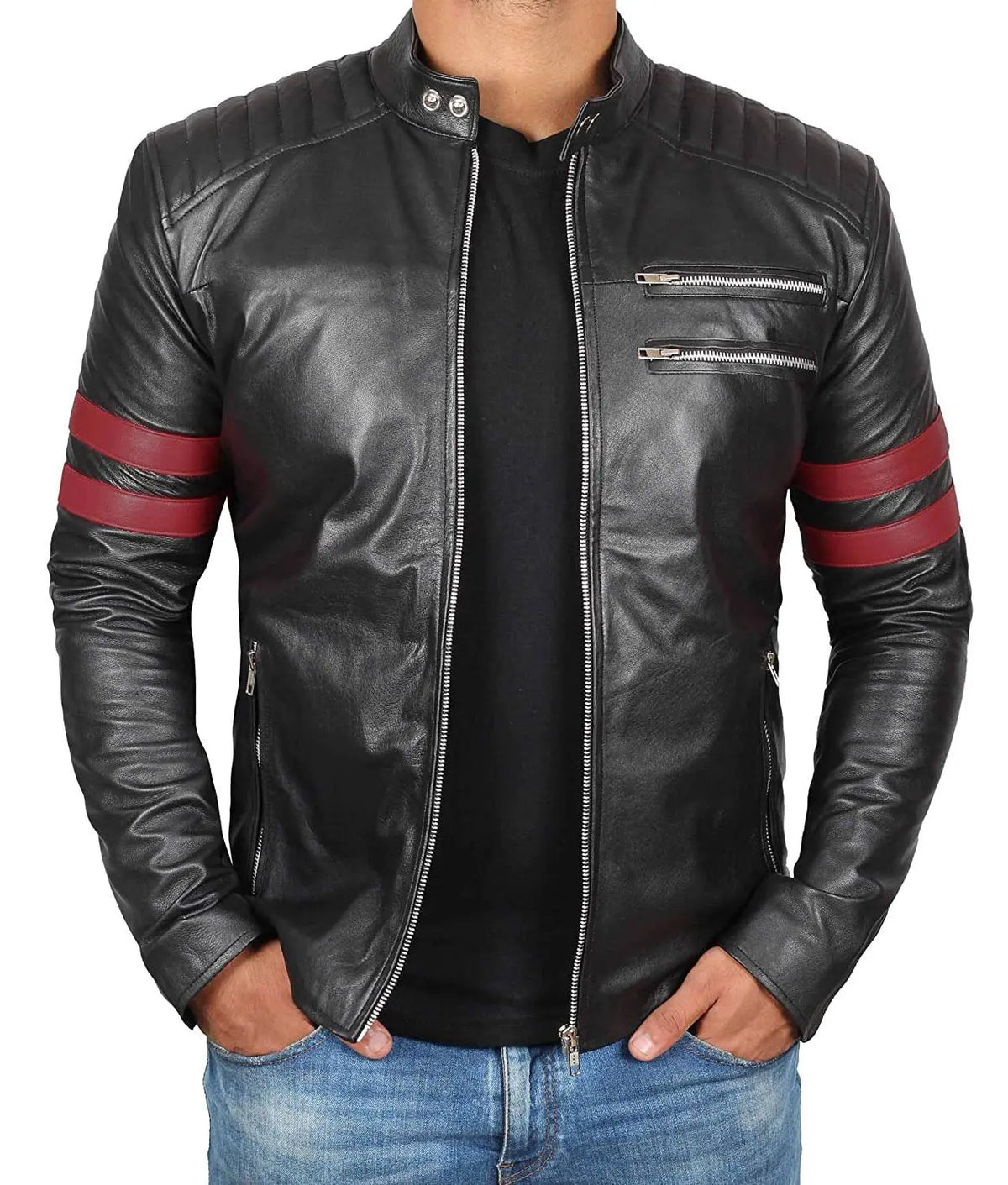 Men Lambskin Genuine Leather Jacket MJ209 SkinOutfit