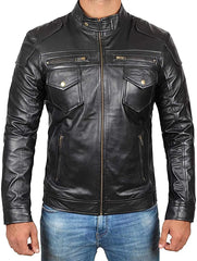 Men Lambskin Genuine Leather Jacket MJ210 SkinOutfit