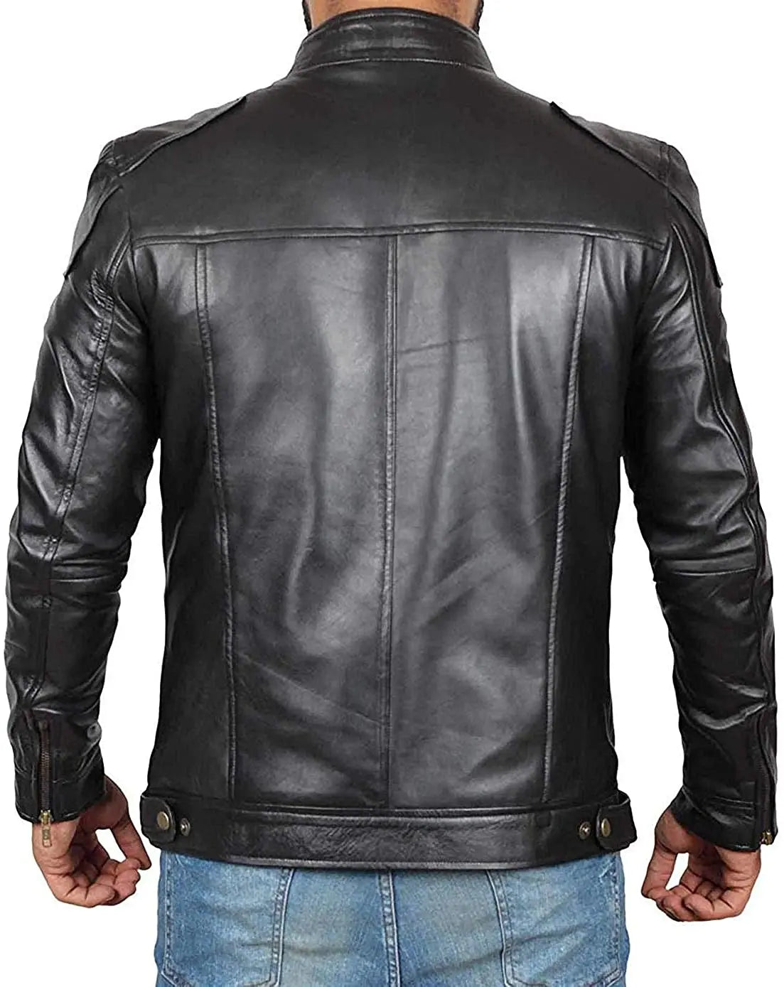 Men Lambskin Genuine Leather Jacket MJ210 SkinOutfit
