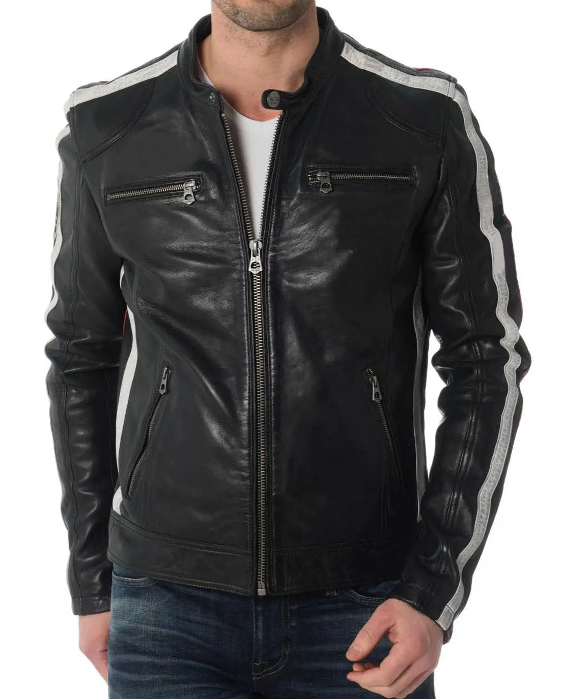 Men Lambskin Genuine Leather Jacket MJ269 SkinOutfit