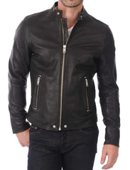 Men Lambskin Genuine Leather Jacket MJ296 SkinOutfit