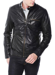 Men Lambskin Genuine Leather Jacket MJ435 SkinOutfit