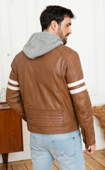 Men Hoodie Leather Jacket with Removable Hood 12 SkinOutfit