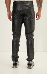 Men Genuine Leather Pant Black SkinOutfit