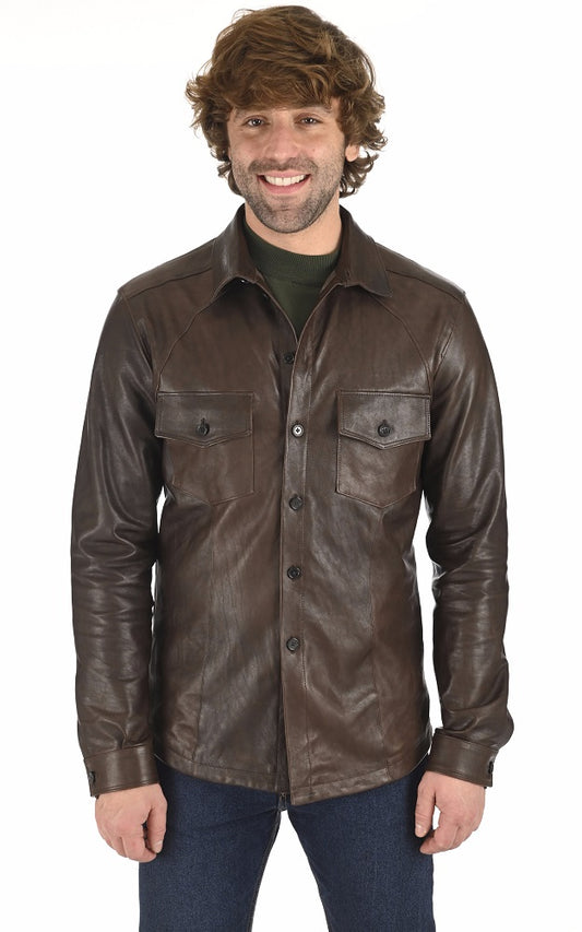 Men Genuine Leather Shirt 05 SkinOutfit