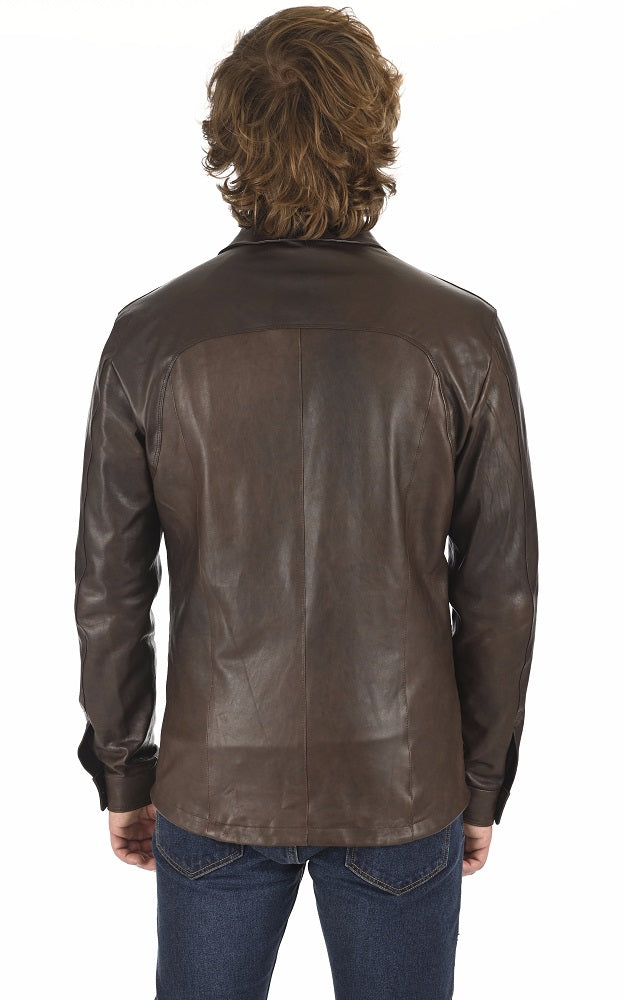 Men Genuine Leather Shirt 05 SkinOutfit