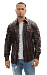 Men Genuine Leather Shirt 07 SkinOutfit