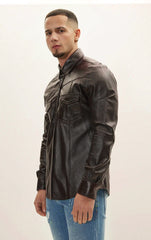 Men Genuine Leather Shirt 07 SkinOutfit