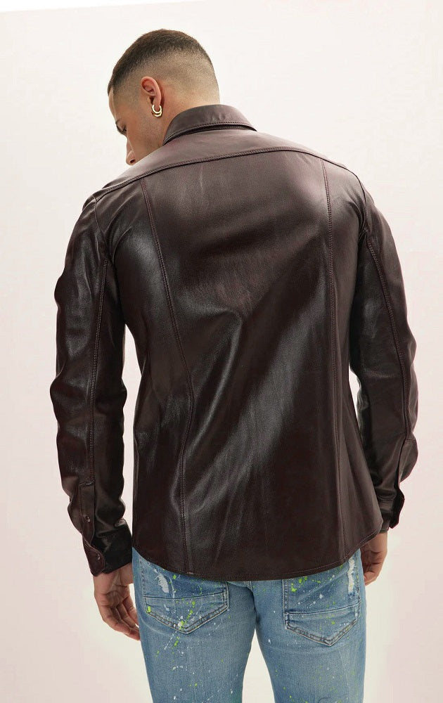 Men Genuine Leather Shirt 07 SkinOutfit