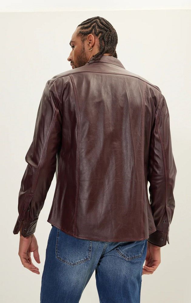 Men Genuine Leather Shirt 08 SkinOutfit