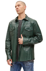 Men Genuine Leather Shirt 09 SkinOutfit