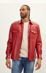 Men Genuine Leather Shirt 10 SkinOutfit