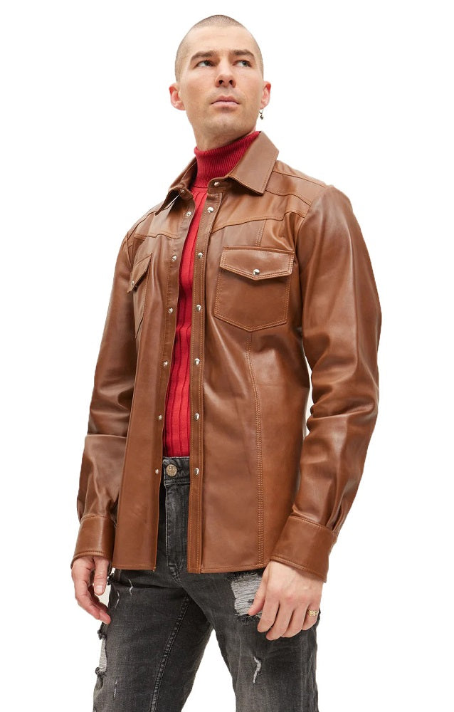 Men Genuine Leather Shirt 11 SkinOutfit