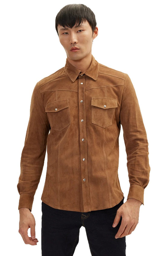Men Genuine Leather Shirt 02 SkinOutfit