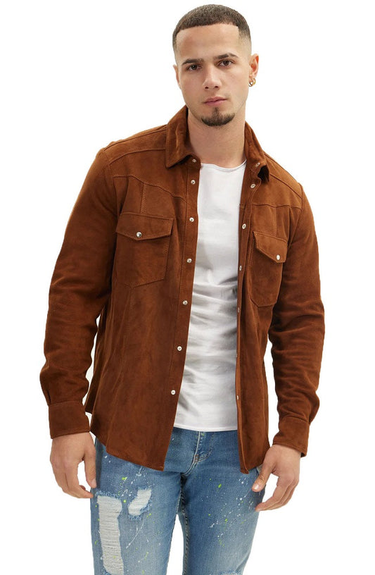 Men Genuine Leather Shirt 04 SkinOutfit